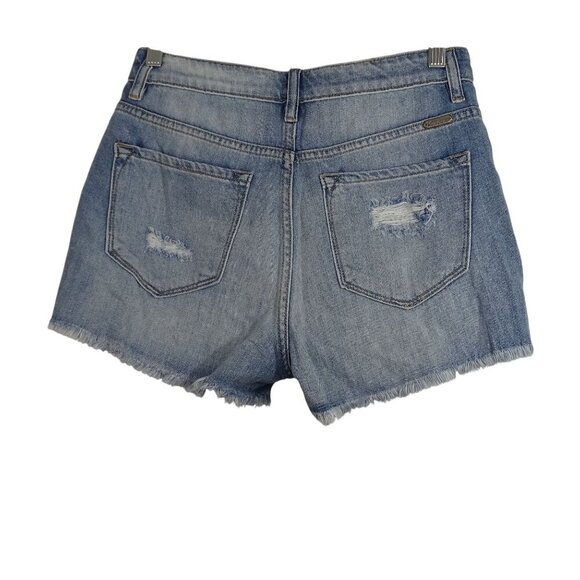 KanCan Estilo Distressed Ripped Denim Cut Off Shorts Women Size S Raw Hem - Picture 3 of 10